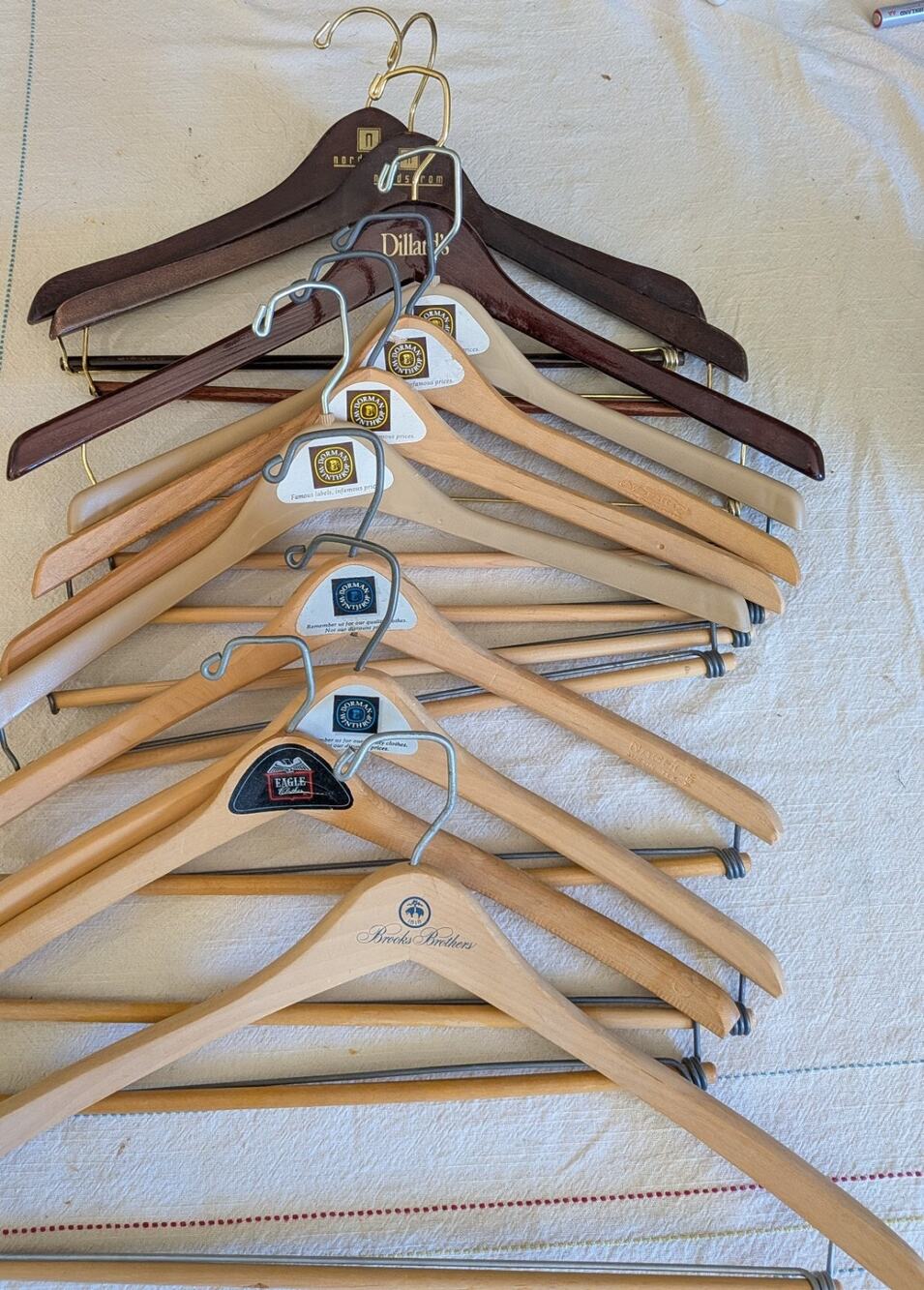 Vtg 9 Wooden Hangers Lot Brooks Brothers Nordstrom Dillards Haberdashery Suit